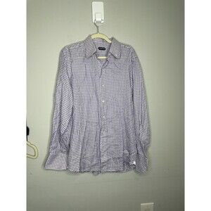 Tom Ford Shirt Mens 42/16.5 Purple Gingham 100% Cotton Button Down Luxury